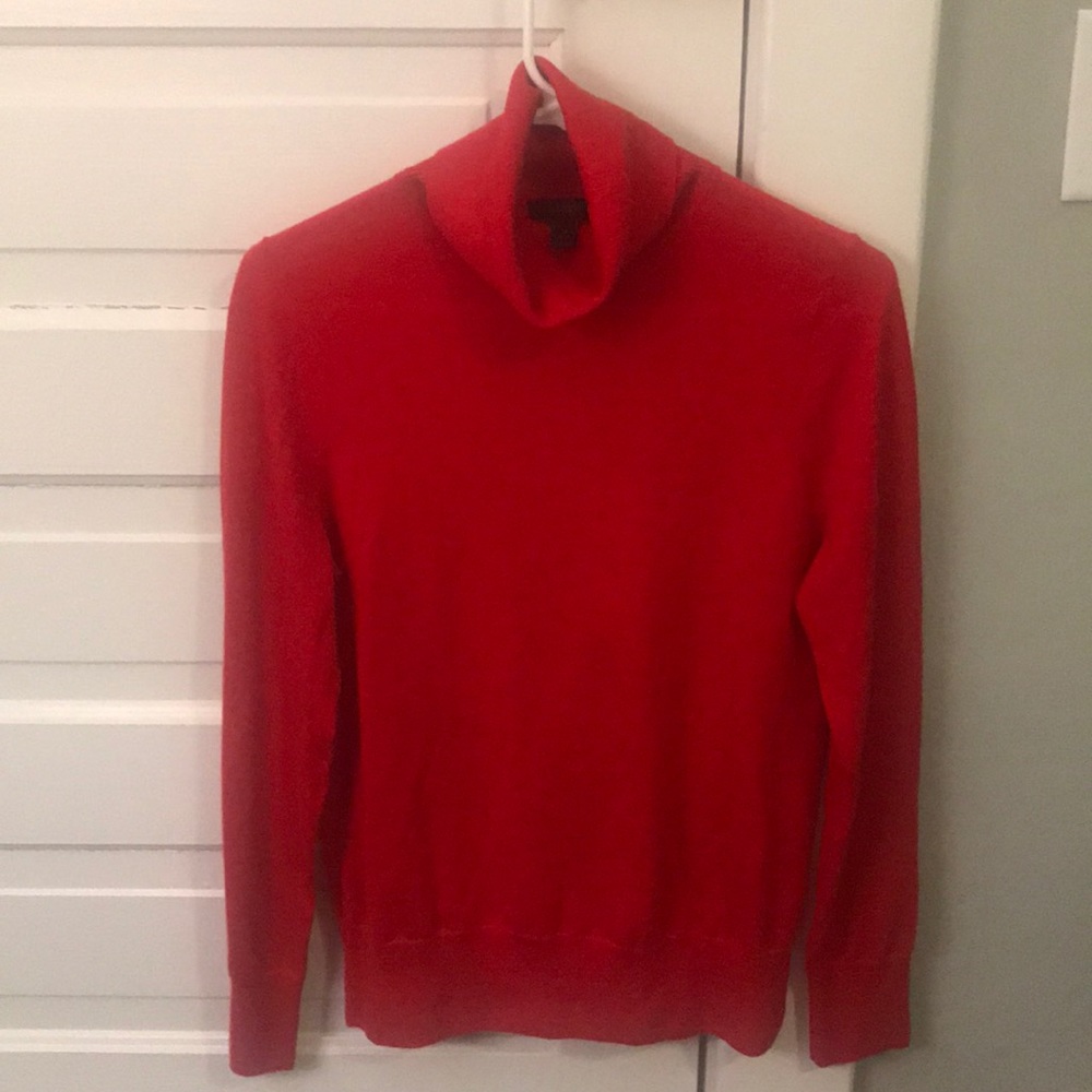 JCrew M Red Turtle Neck Sweater